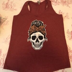 Red Tank Top with Skull Graphic